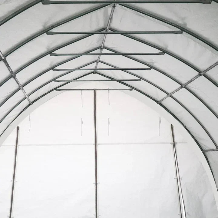 20' x 30' Arch Wall Peak Ceiling Storage Shelter with Heavy Duty 11 oz PE Cover & Drive Through Doors, TMG-ST2032P (Previously ST2031P)