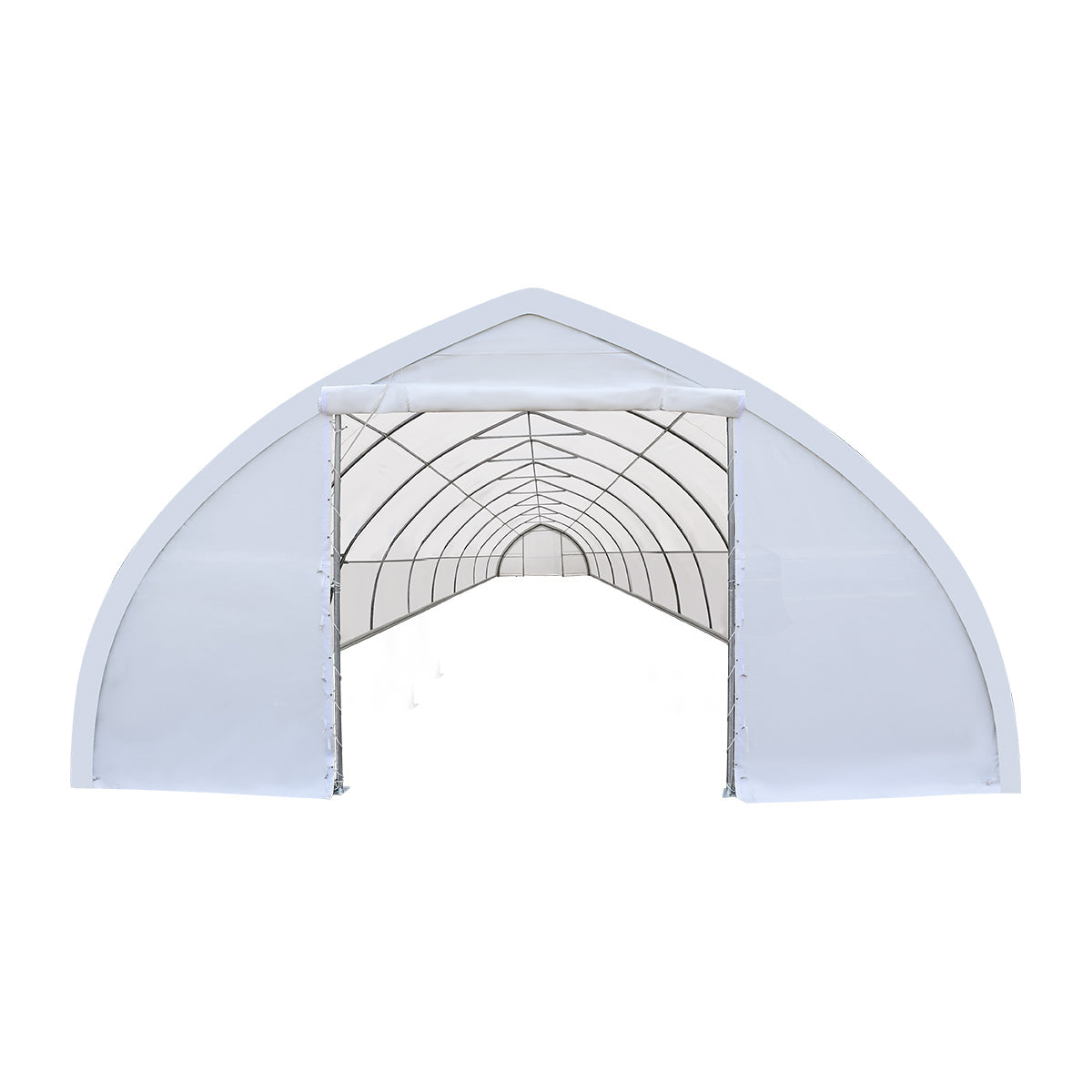 30' x 80' Peak Ceiling Storage Shelter with Heavy Duty 11 oz PE Cover & Drive Through Doors, TMG-ST3082E (Previously ST3080E)