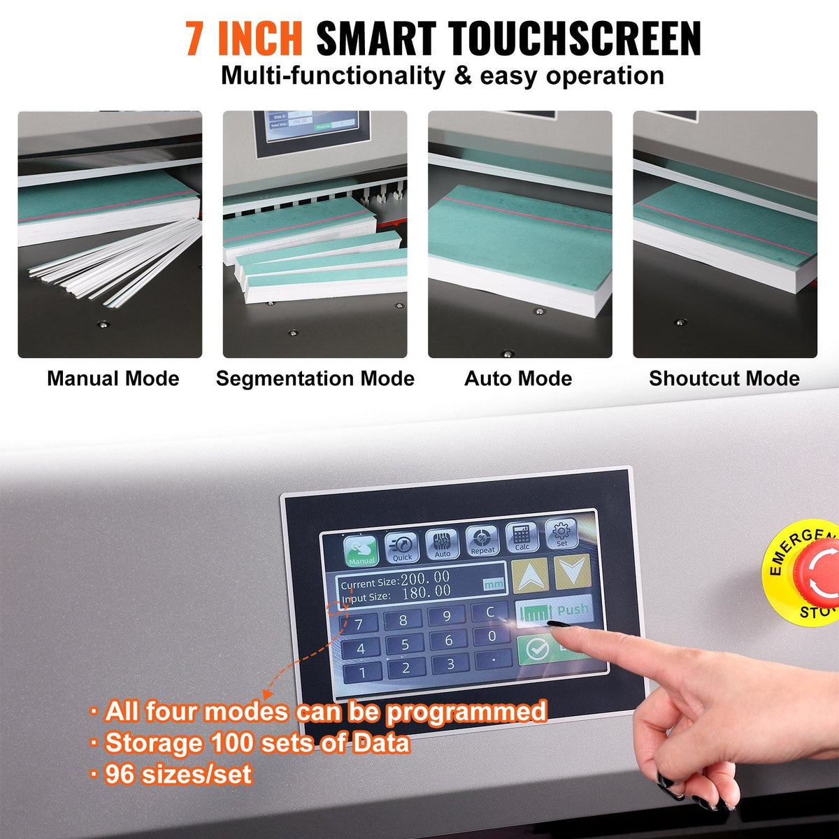 VEVOR Electric Hydraulic Paper Cutter, Heavy Duty Paper Cutter Machine 26" /660.4mm Cutting Width, 3.14"/80mm Cutting Thickness, Electric Paper Trimmer with 7" Touchscreen Numerical Control
