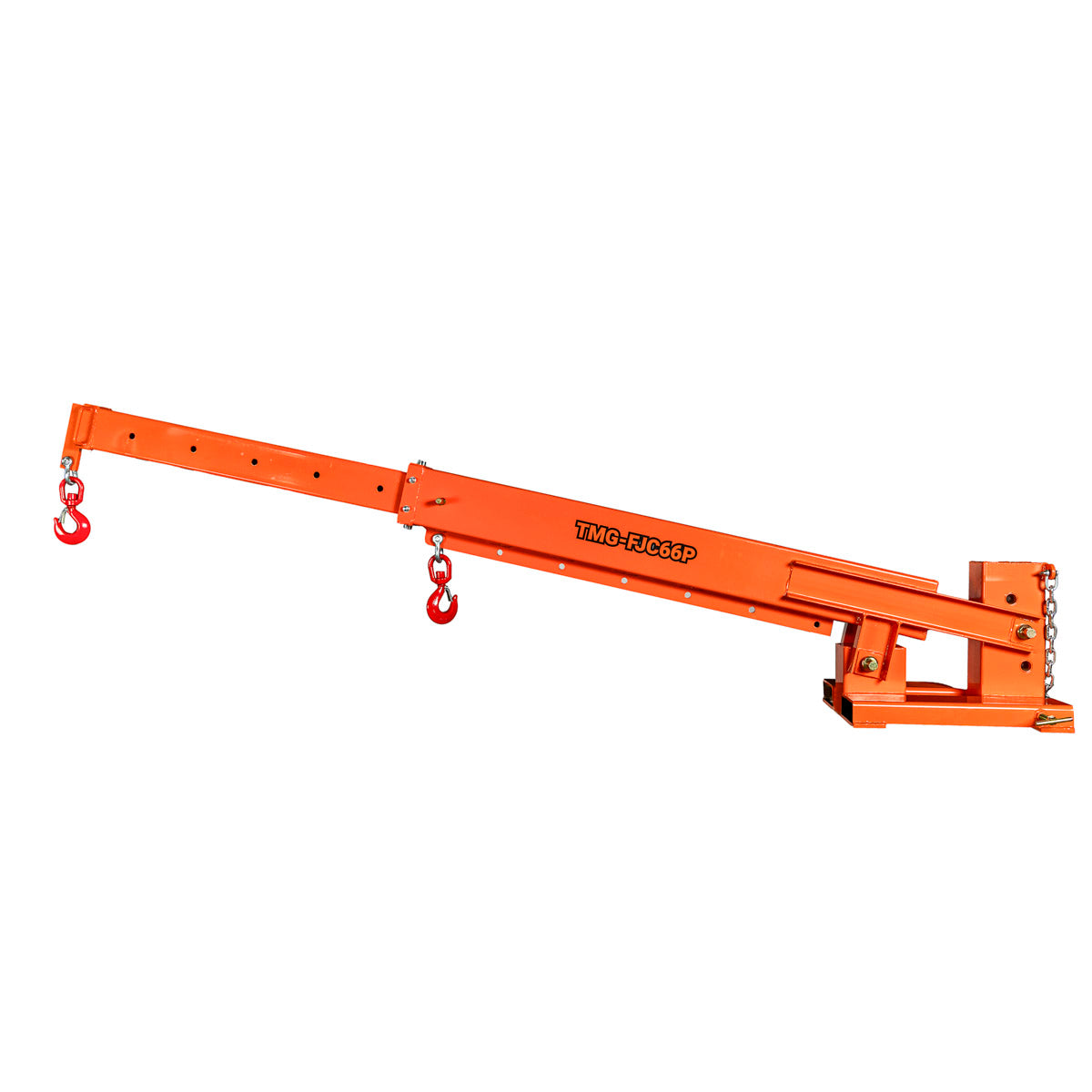 Forklift Telescoping Pivoting Jib Crane, 6600 lb Capacity, Adjustable Boom (30”-138”), Lock Pin Safety, TMG-FJC66P